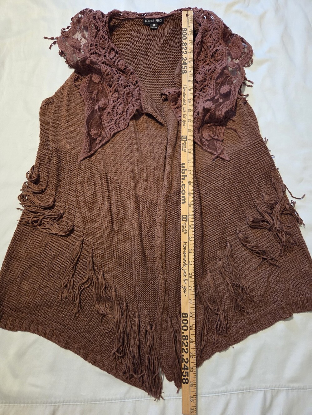 Double Zero Boho Lace Fringe Cardigan Maroon Size M - Picture 12 of 12